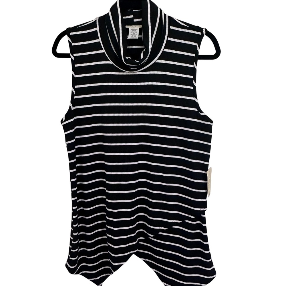 Cowl Mock Neck Striped Sleeveless Top Large Office Layering NWT Large